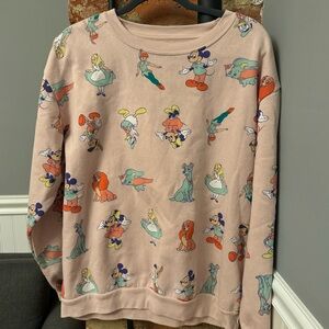 Disney 100 Pink Sweatshirt Size XXL Alice Peter Pan Dumbo Minnie Mouse And More!